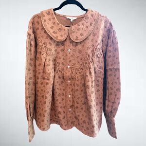 Easel Oversized Floral Print Button Down Shirt Size S